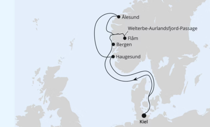 Unsere Route nach Norwegen